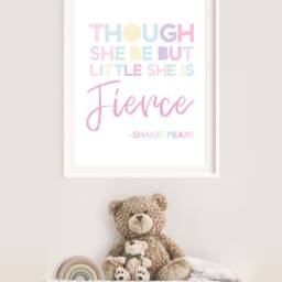 Though She Be But Little Is Fierce Print, Girls Nursery Prints, Bedroom Quotes, Wall Art, Art - thumbnail 2