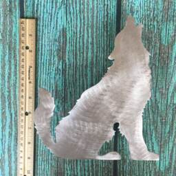 Utonagan, Dog Tree Topper, Yard Stake, Shelf Art, Or Wall Hanging, Christmas Everyday Aluminum, Rustic, Silver, Metal Wolf Dog - thumbnail 4