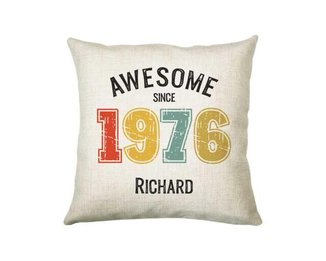 50Th Birthday Gift For Men - Personalised Cushion Age 50 Him Custom Retro Vintage Number Design Dad Grandad Fifty Bng50C - image 1