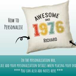 50Th Birthday Gift For Men - Personalised Cushion Age 50 Him Custom Retro Vintage Number Design Dad Grandad Fifty Bng50C - thumbnail 3