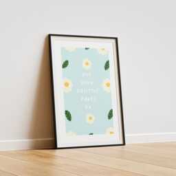 Put Your Positive Pants On - Daisy Poster, Home Decor, Gallery Wall Art, Bold Text, Unique Positivity Quote - thumbnail 2