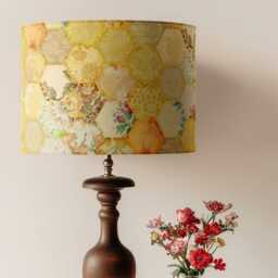 Lampshade Yellow Bee Honeycomb Velvet - Drum Lamp Shade 25cm 30cm 35cm 40cm 45cm Table Lamp Shade, Ceiling Shade, Pendant Manchester - thumbnail 4