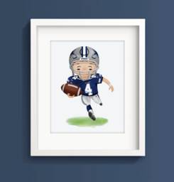 Personalized Football Wall Art - Little Boys Room Decor Decor Sports Prints For Boys Room Football Gifts - thumbnail 1