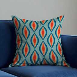 Retro Cushion Cover, Teal & Orange Geometric Pattern Pillow Case, Mid-Century Modern Throw Farmhouse Style Home Decor - thumbnail 3