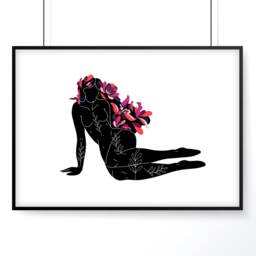 Trendy Feminine Framed Set Of 2 Wall Art Prints For Home Decor Bathroom, Coral & Purple Ladies Toilet Spa Decor - thumbnail 2