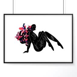 Trendy Feminine Framed Set Of 2 Wall Art Prints For Home Decor Bathroom, Coral & Purple Ladies Toilet Spa Decor - thumbnail 3