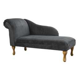Grey Velvet Dimple Dot Chaise Longue - Indoor Sofa Lounger Handmade in Britain - thumbnail 2