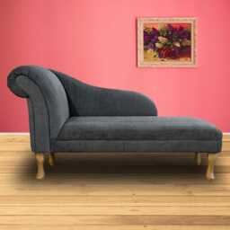 Grey Velvet Dimple Dot Chaise Longue - Indoor Sofa Lounger Handmade in Britain - thumbnail 1