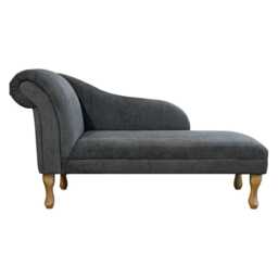 Grey Velvet Dimple Dot Chaise Longue - Indoor Sofa Lounger Handmade in Britain - thumbnail 3