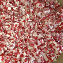 Baby Rag Rug, Coral, White Cotton, White Sateen, & Tule, Boho Chic Area Shag Rugs, Shabby Newborn Photo 3' Round - thumbnail 3