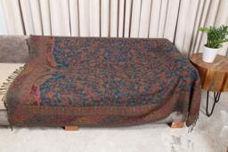 Luxury Boiled Pure Merino Wool Reversible Sofa Or Bed Throws For Ultimate Comfort & Style - Classic Indian Paisley in Red & Blue