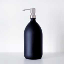 Matt Black Glass Soap Dispenser Bottle - Silver Metal Pump Choice Of Sizes Kitchen & Bathroom - thumbnail 4