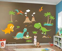 Dinosaurs Wall Decal, Sticker, Roo Decor, T-Rex Decal, Nursery Kids Playroom Vinyl Decal Baby Room Art
