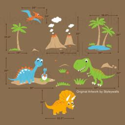 Dinosaurs Wall Decal, Sticker, Roo Decor, T-Rex Decal, Nursery Kids Playroom Vinyl Decal Baby Room Art - thumbnail 3