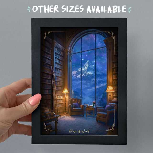 Framed House Of Wind Bookshelf Decor, Acotar Night Court Velaris Art, Bookish Smut Romantasy Reader Gift, Library Book Nook Print - image 1
