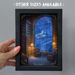 Framed House Of Wind Bookshelf Decor, Acotar Night Court Velaris Art, Bookish Smut Romantasy Reader Gift, Library Book Nook Print - thumbnail 1