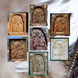 Virgin Mary Icon Wood Carving Engraved Orthodox Religious Wall Art, 7 Colors, Xs-Xxl, Tax Free - thumbnail 2