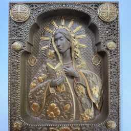 Virgin Mary Icon Wood Carving Engraved Orthodox Religious Wall Art, 7 Colors, Xs-Xxl, Tax Free - thumbnail 4