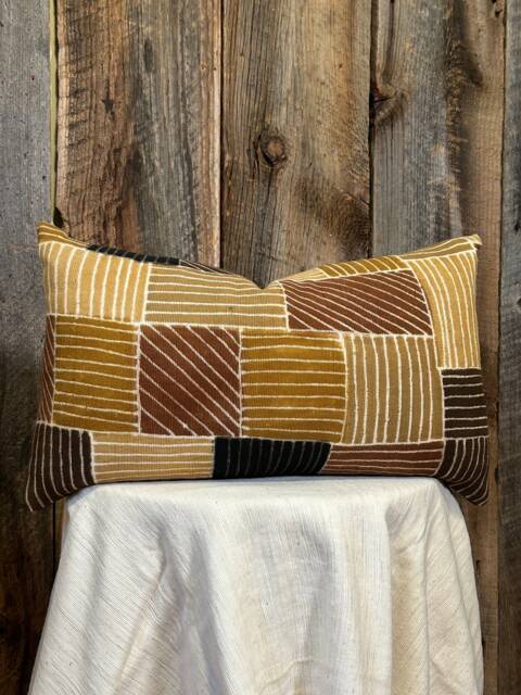 African Mudcloth Lumbar Pillow Cover Authentic Mali Cotton, 12x22 - image 1