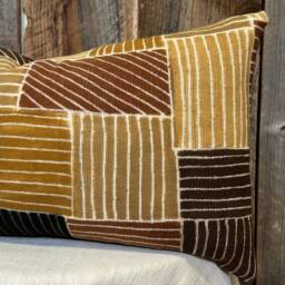 African Mudcloth Lumbar Pillow Cover Authentic Mali Cotton, 12x22 - thumbnail 2