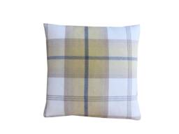 Double Sided Handmade Tartan Plaid Cushion Cover Balmoral Ochre Cream Tweed Pillow Sham - thumbnail 1