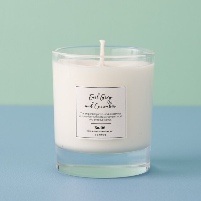 Earl Grey & Cucumber Scented Soy Candle, Long Burn 50 Hours, Luxury Vegan Hand-Poured Large Votive Candle Gift For Her - image 1