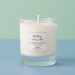 Earl Grey & Cucumber Scented Soy Candle, Long Burn 50 Hours, Luxury Vegan Hand-Poured Large Votive Candle Gift For Her