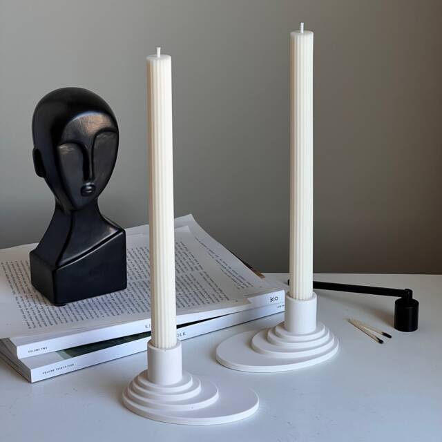 Minimalist Jesmonite Candlestick Holder Modern Table Decor - image 1