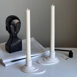 Minimalist Jesmonite Candlestick Holder Modern Table Decor - thumbnail 1