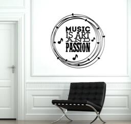 Music Is Art & Passion Wall Vinyl Decal Musical Studio Quote Cool For Bedroom Decor Sticker - #1910Di - thumbnail 1