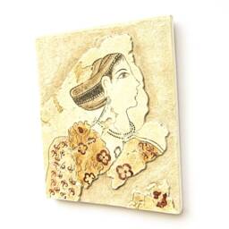 Minoan Lady Fresco Painting From Akrotiri Santorini , Museum Copy For Gift Her - thumbnail 2