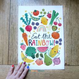 Cute Nursery Art A4/A3 - Eat The Rainbow- Fruit & Vegetables- Educational Art-Art Print- Nursery Wall Art- Interior Decor - thumbnail 2