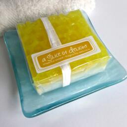 Square Soap Dish in Aqua Streaky Fused Glass By Bprdesigns - thumbnail 4