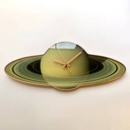 Saturn Planet Clock in Special Glass Shape Glowing Celestial Purple Wall Art - thumbnail 3