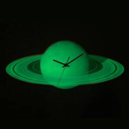Saturn Planet Clock in Special Glass Shape Glowing Celestial Purple Wall Art - thumbnail 2