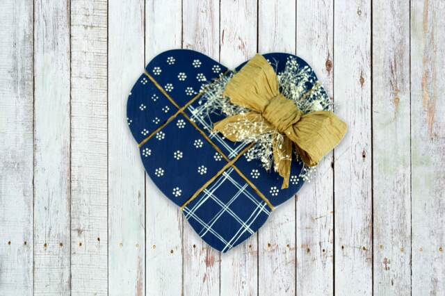 Country Heart Wall Hanging Navy Blue Farmhouse Decor