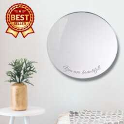 Circle/Round Large Acrylic Mirror Wall Art - Many Sizes, Plain Or Personalised Engraving - thumbnail 1