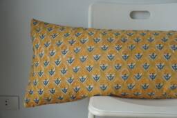 Floral Lumbar Pillow Cover Indian Block Print, Natural Dyed - thumbnail 1