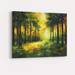 Golden Sunlit Forest Woodland Nature Painting Canvas Wall Art Print Decor Picture Ready To Hang - thumbnail 4