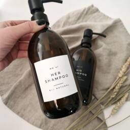 Personalised, Reusable Pump Bottle For Toiletries, Shampoo, Conditioner, Body Wash. Bamboo Soap Dispenser - thumbnail 4