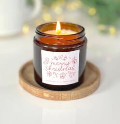Merry Christmas Apothecary Jar Candle - Orange Clove & Cinnamon Winter Spice Scent