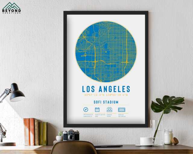 Los Angeles Chargers Stadium Map Print Unique Framed Gift - For Him Dad Brother Granddad Uncle American Football Poster Decor La - image 1