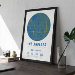 Los Angeles Chargers Stadium Map Print Unique Framed Gift - For Him Dad Brother Granddad Uncle American Football Poster Decor La - thumbnail 3