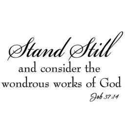"Vwaq Stand Still & Consider The Wondrous Works Of God Matte Black Vinyl Wall Decal Bible Quotes Religious Faith Stickers - 20""H X 35" - thumbnail 2