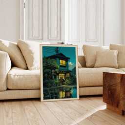 Tokyo Tea House Art Print, Japanese City Street Illustration, Anime Style Cafe Scene, Retro Wall Poster, Prints - thumbnail 3