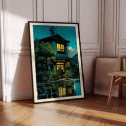 Tokyo Tea House Art Print, Japanese City Street Illustration, Anime Style Cafe Scene, Retro Wall Poster, Prints - thumbnail 2