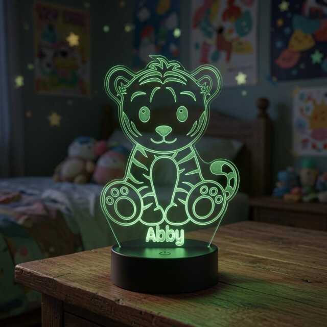 Personalised Tiger Led Night Light Kids Bedroom Decor - image 1