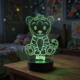 Personalised Tiger Led Night Light Kids Bedroom Decor - thumbnail 1