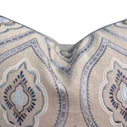 Colefax & Fowler Fabian Luxury Designer Embroidered Grey Blue Cushion Pillow Cover - thumbnail 3
