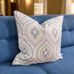 Colefax & Fowler Fabian Luxury Designer Embroidered Grey Blue Cushion Pillow Cover - thumbnail 2